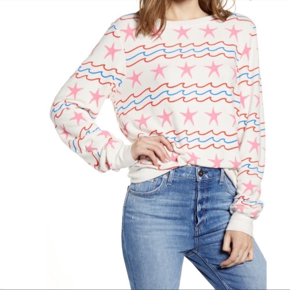 NWT wild fox sea & stars‎ stripes baggy pullover small